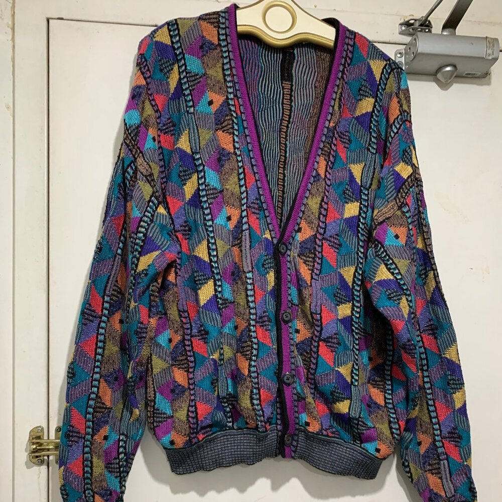 VINTAGE MULTICOLOR KNITTED SWEATER CARDIGANS SIZE L/XL